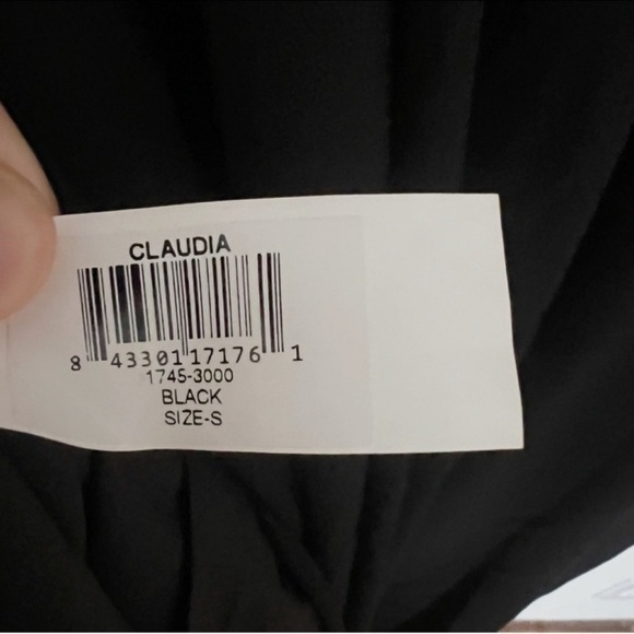Dress The Population Claudia Dress Black Ruffle V-neck Flowy Midi Size Small NEW - Picture 12 of 12